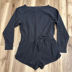 Spiritual Gangster Romper Womens Medium Gray Linen Blend Sweat Shorts Playsuit